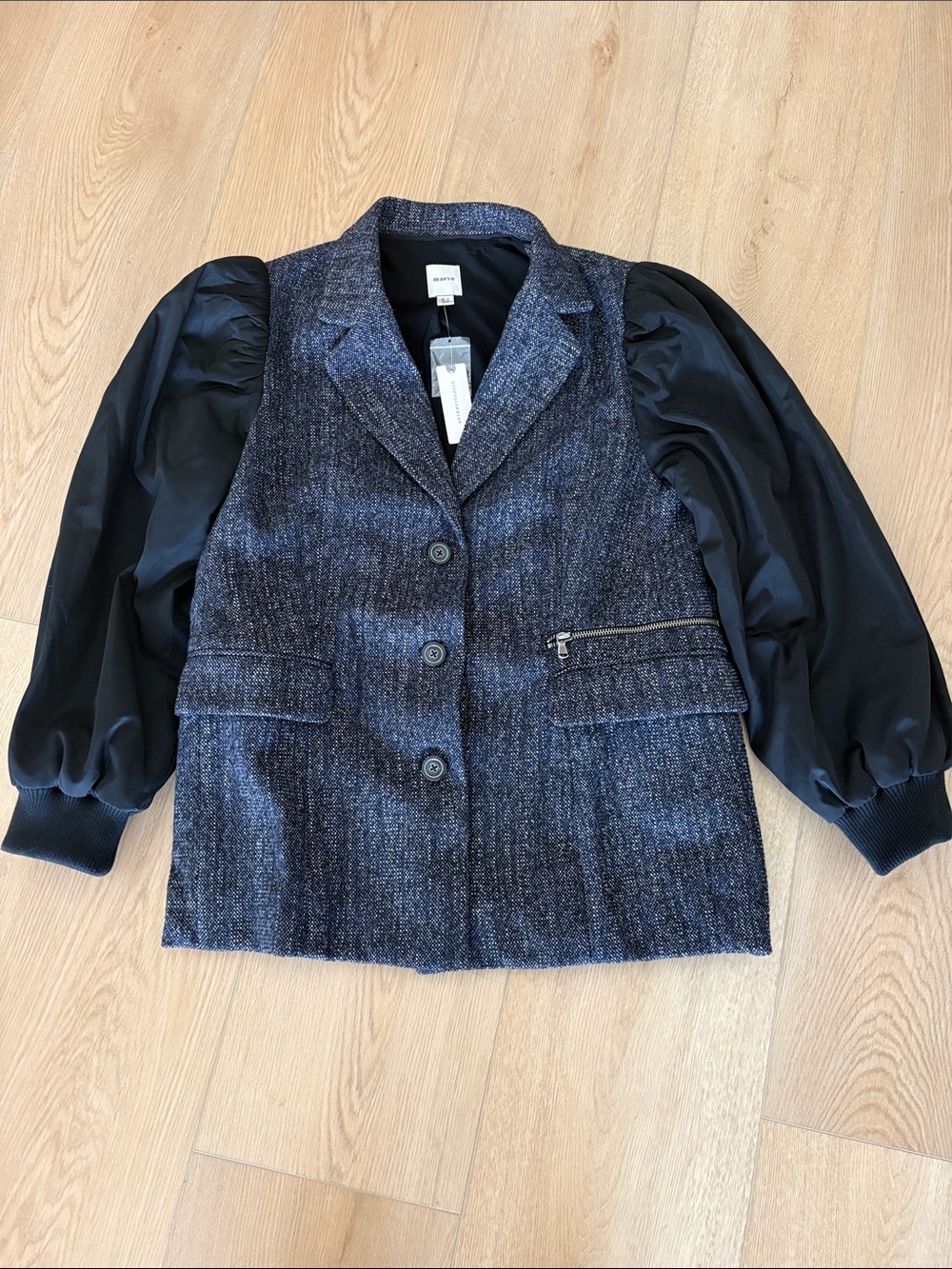Anthropologie Maeve Black Puff Sleeve Women's Blazer